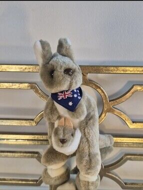 Australian Kangaroo Joey Souvenirs Plush -Australia Made, 10.5", Green.
